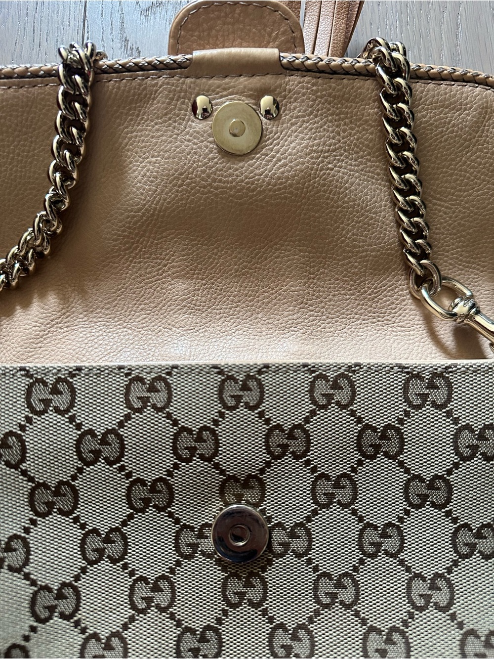 Gucci Marrakech GG Monogram Tassel Baguette Chain Shoulder Bag Entrupy COA - Picture 9 of 16